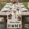 thumbnail image 4 of Sweet Home Table Runner - 60 Inch Long Western Stars Bird Houses Farmhouse Retro Cotton and Linen Blended Dress Scarves Farmhouse Table Runner for Kitchen Dining, Coffee Table, 13" x 60", 4 of 8