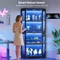 thumbnail image 3 of Set of 2 Glass Display Cabinet, 4-Tier Curio Cabinets with 3 Color Lights, Corner Curio Cabinets for Collectibles/Toys/Books, Storage Cabinets with Human Body Sensor & Charging Ports, 3 of 9