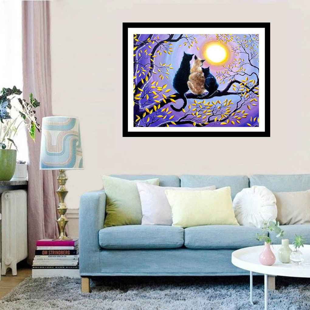 Cat Shaped 5D Full Drill Diamond Painting DIY Embroidery Rhinestone Cross Stitch Wall Art Painting Kits for Bedroom Living Room Office Home Decoration 1#