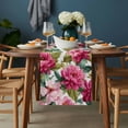 thumbnail image 2 of Pink Floral Table Runner - 48 Inch Long, Kitchen Dining Table Runner Dresser Scarves, Watercolor Flowers Leaves Plants Watercolor Farmhouse Decor for Coffee Tables Wedding Party Banquet, 2 of 8