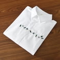 thumbnail image 3 of Men's Long-Sleeved Embroidered White Casual Shirt, 3 of 4
