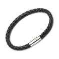 thumbnail image 2 of Brazalete de cuero Jumpingount con hebilla de piedra imán trenzado de 6 hilos Negro, 2 of 6