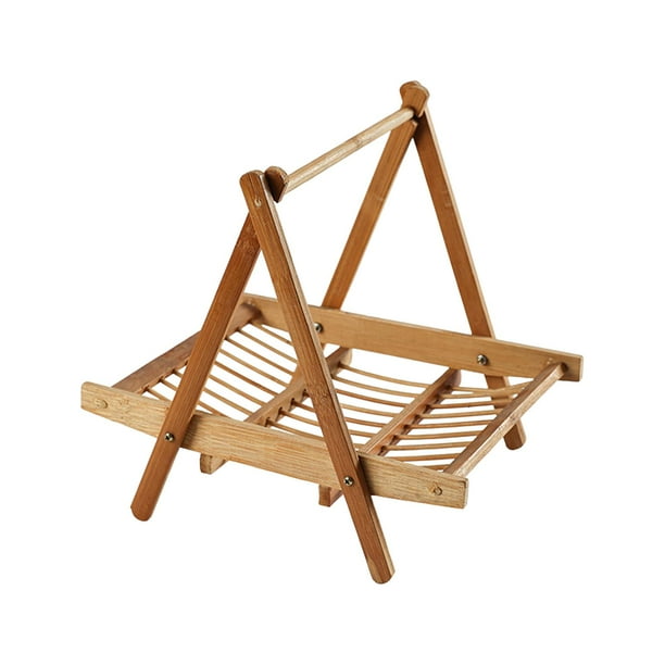Cesta de bambú para frutas, pan, frutas, organizador de almacenamiento, estante para verduras para cocina marrón