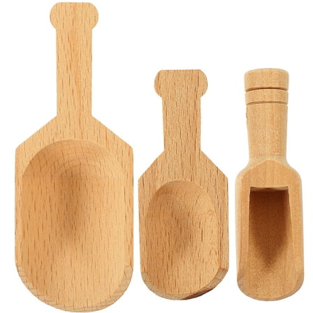 UPOUART 3-Piece Compact Beige Wooden Kitchen Spoons Set, Versatile and Practical Cooking Utensils