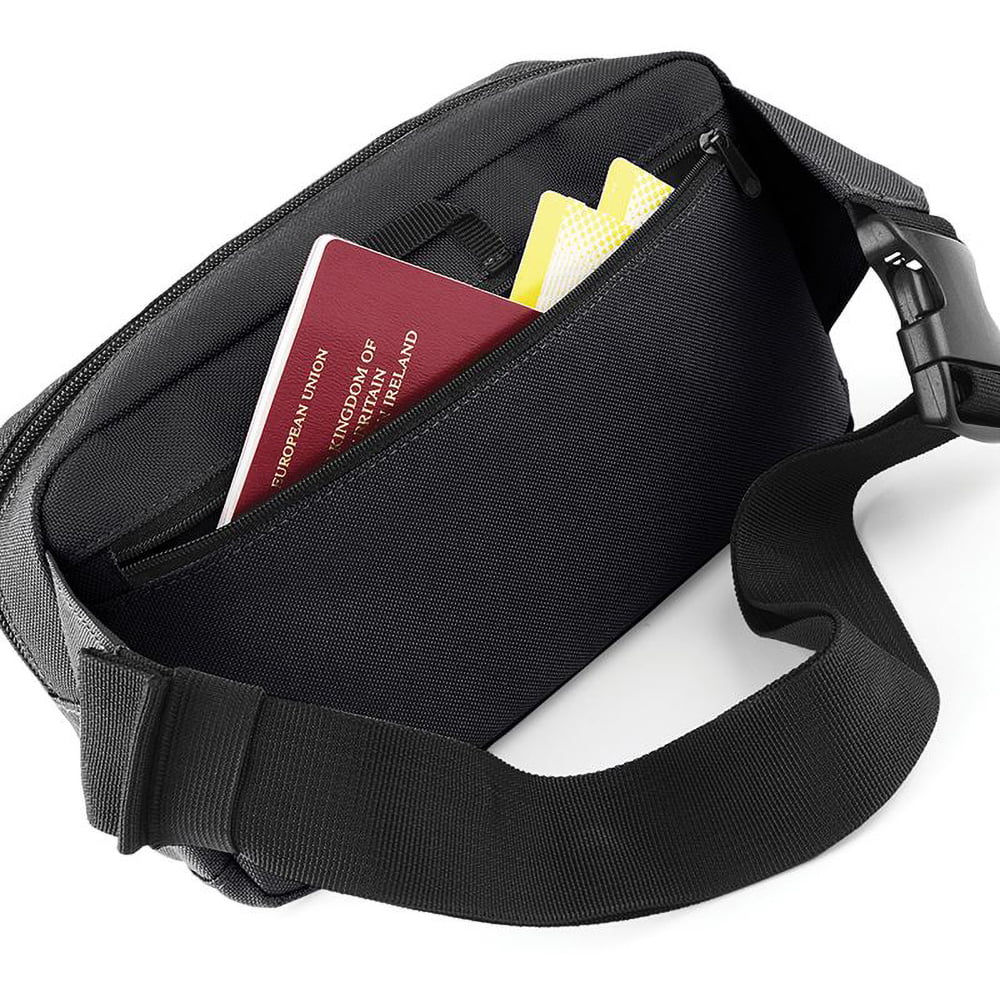 Unisex Bagbase Adjustable Webbing Belt Zip Organiser Waistpack Bum Bag Graphite Grey One Size