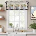thumbnail image 2 of French Country Daisies Flower, Kitchen Curtain Valances for Windows Farmhouse Short Curtains, Farmhouse Rustic Sunflowers Plaid Plants Rod Pocket Valance Curtain for Bedroom Cafe Living Room, 2 of 8