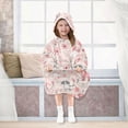 thumbnail image 7 of Dailycode Wearable Blanket Hoodie Oversized Sherpa Flannel Blankets with Pocket for 3-14 Year Old Hand Drawn Dogs and Flowers, 7 of 7