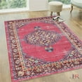 thumbnail image 5 of Faded Oriental Distressed Modern Vintage Design Persian Area Rug Cherry/Navy Blue/Yellow/Gary, 5 of 5