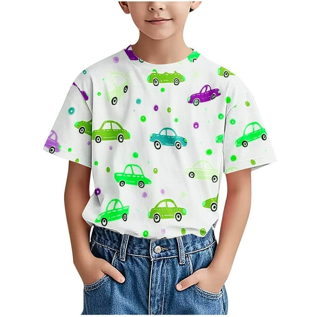 COM1950s Robe à Manches Courtes, Chemise Tendance pour Enfant T-Shirt Imprimé Col Rond Confortable Ample T-Shirt Blouse à Manches Courtes Hauts Décontractés