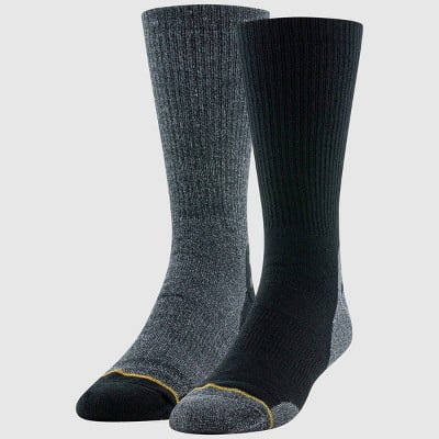 Signature Gold by Goldtoe Men's Crew Boot Socks 2pk - Black/Gray/Charcoal 6-12