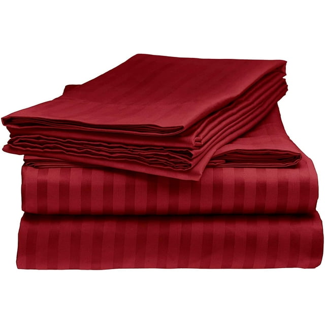 1200 Thread Count 4 Piece Quality Sheet Set 30 Inch Deep Pocket 100% Egyptian Cotton Stripe Pattern