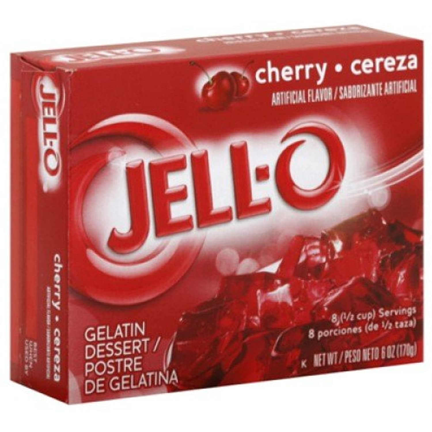 JellO Gelatin Dessert, Cherry 6Oz (2Pack)