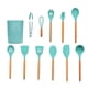 thumbnail image 1 of Utensilios de cocina de silicona con mango de madera Juego de 11 piezas Nueve colores Opcional Verde Abanopi Utensilios de cocina de silicona, 1 of 7