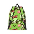 thumbnail image 2 of Naloa Cute Green Frog Canvas Backpack for Men Women Rucksack Casual Travel Daypack College Tote Satchel Bookbag for Teens-Medium, 2 of 7