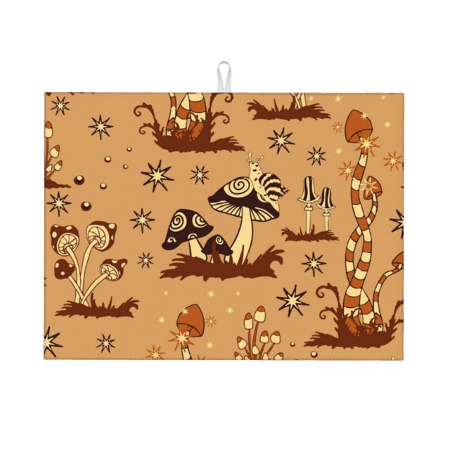 Balery Brown Mushrooms Alfombrilla de Secado para Cocina, 18x24 Pulgadas, Súper Absorbente para Platos y Encimeras