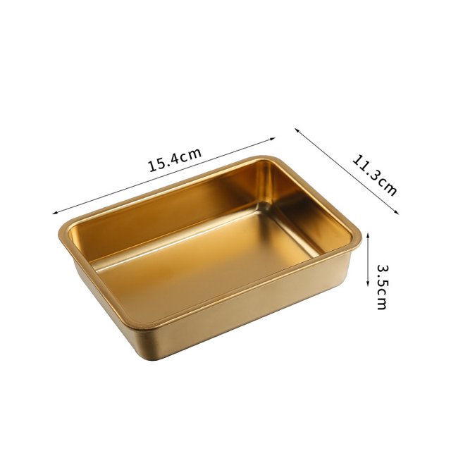 Bandeja de acero inoxidable 304 para almacenar alimentos con asa, plateada y dorada, para barbacoa, aperitivos, repostería, plato para sushi, cocina