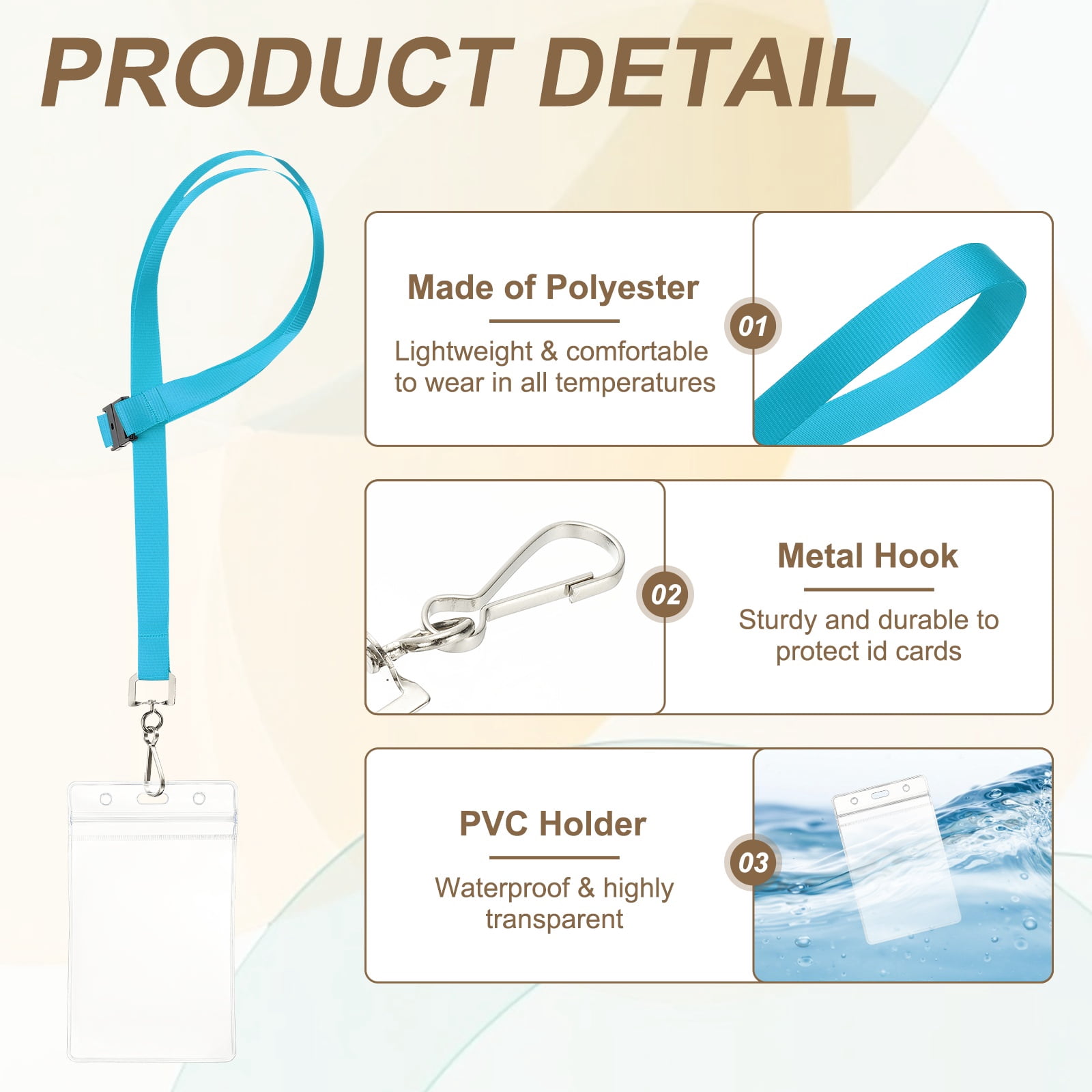 Uxcell 24Pack Colored Lanyards for ID Badges, Breakaway Lanyards for Keys, Lake Blue