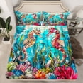 thumbnail image 2 of Erosebridal Teenager Seahorse Sheet Set Twin,Marine Animal Bedding Sets Twin Size,Ocean Theme Decor,Breathable,3pcs, 2 of 7