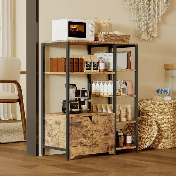 Ataucjin Coffee Bar Cabinet Station,31.6" Farmhouse Small Coffee Stand Station with Doors, Freestanding Kitchen Rack Coffee Bar, Sideboard Organizer for Kitchen, Buffet Sideboard Cabinet Table