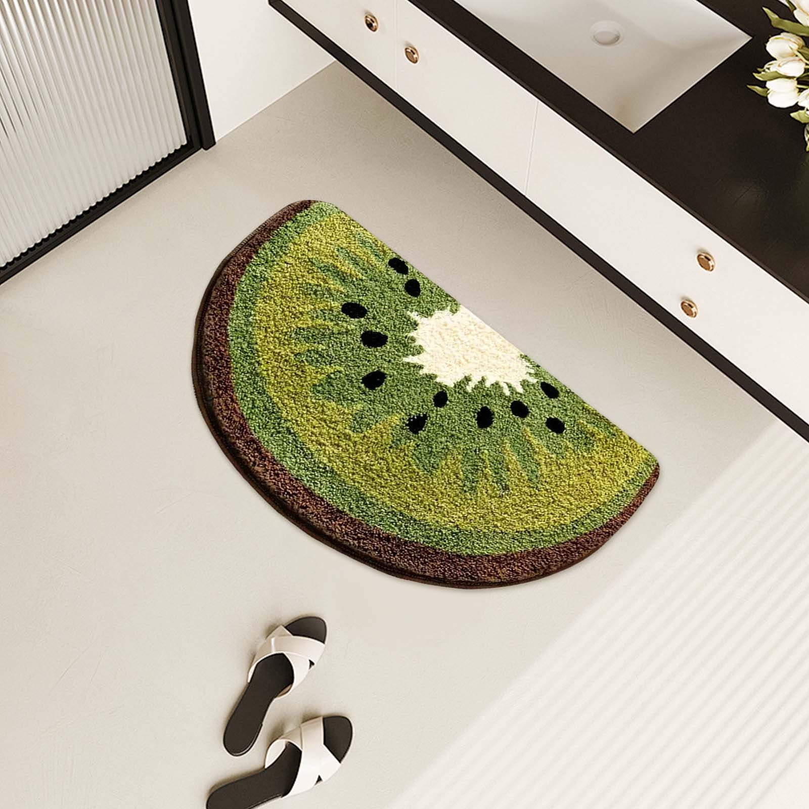 Nilvkv Kiwi Fruit Bath Mat Fruit Bathroom Rugs for Living Room and Bedroom, Non Slip Small Washable Rug Kiwi Fruit Bathroom Decor (15.75x23.62in)