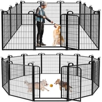 Dog Playpen Outdoor 12 Piece Panels Heavy Duty Dog Fence 47" Height Anti-Rust with Doors Portable for RV Camping Yard, Total 27FT, 58 Sq.ft, Snowy Black