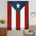 thumbnail image 3 of Puerto Rico Flag Sheer Curtains 45 Inches Long, Palm Leaf Botanical Red Striped Blue Star Light Filering Curtains, Breathable Simi Curtain Privacy Drapes for Kitchen Bathroom Small Window Treatment, 3 of 9