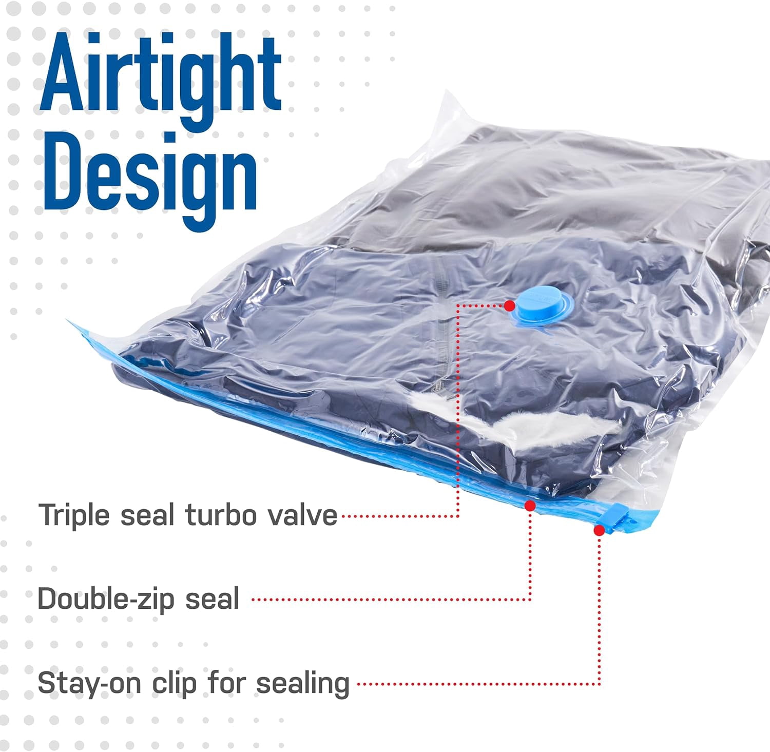 Vacuum Storage Bags with Hand Pump - Vacuum Seal Bags for Clothing, Comforters, Blankets - Reusable Compression Bags for Travel, Moving, Organization - 2S, 2M, 2L, 2XL Sizes - Pack of 8