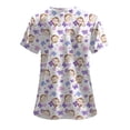 thumbnail image 4 of COMVALUE Scrub Tops Women Funny Print V Neck Short Sleeve Shirts Stretch Anti Wrinkle Nursing Uniform (Purple, M), 4 of 4