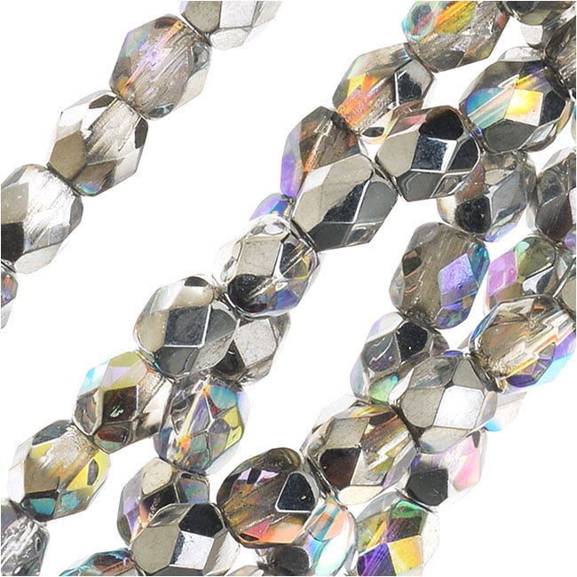 Czech Glass Beads 8mm Fire Polished Faceted Beads Round 20 pcs Crystal Lagoon