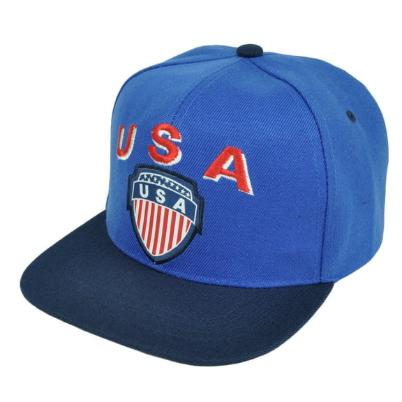USA United States Soccer Futbol Snapback Flat Bill Blue Hat Cap Game Sports