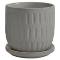 thumbnail image 3 of Sagebrook Home Ceramic Set of 2 5/6" Textured Planter with Saucer, Beige, 3 of 6