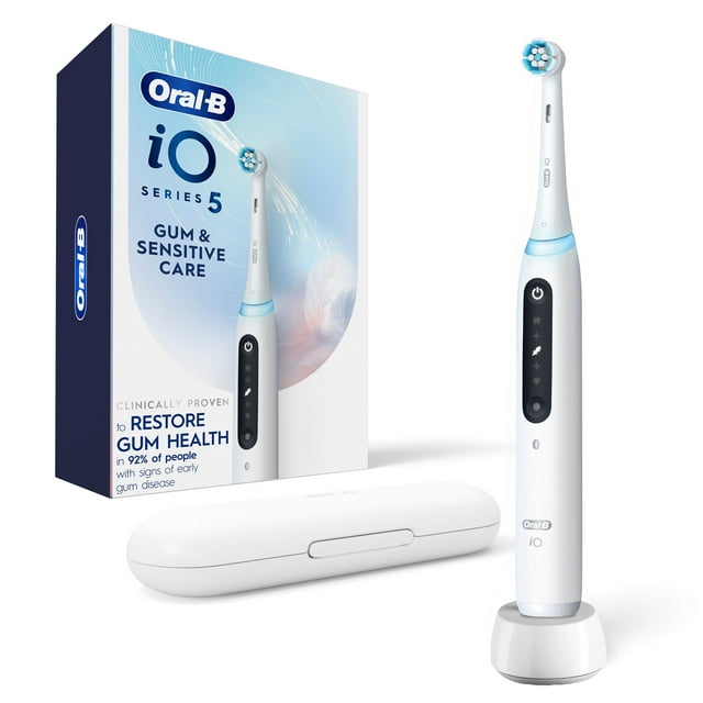 Oral-B iO Series 5 Gum & Sensitivite Care Electric Toothbrush with Brush Head, Rechargeable, White