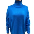 thumbnail image 4 of ManxiVoo Women's Thick Knit Turtleneck Sweater Oversized Loose Pullover Top for Fall and Winter Season L Size Blue, 4 of 4