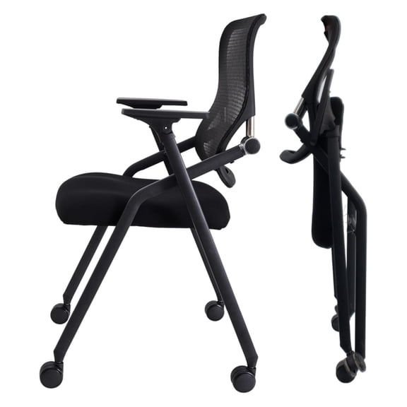 BROBRIYO Stackable Folding Chairs with Cushion Padded Mesh Bouncing Back Conference Room Chair for Office Meeting Training 1 Pack