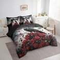 thumbnail image 3 of Homewish Romantic Valentine Rose 7-Piece Twin Bedding Sets,Wild Crown Raven Bedding Comforter Set,Red Flower Floral Sheet Sets For Girls Kids,Breathable Home Decor Reversible, 3 of 8