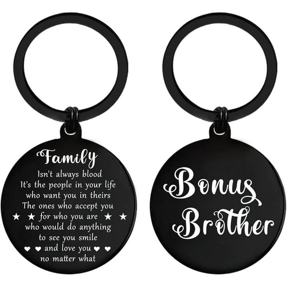 Brother In Law Gifts - Bonus Brother Keychain, Brother-In-Law Birthday Gift - Step Brother Birthday Gifts