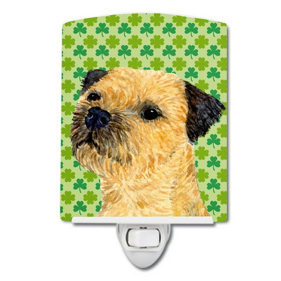 Caroline's Treasures LH9188CNL Border Terrier St. Patrick's Day Shamrock Portrait Ceramic Night Light, 6x4x3",