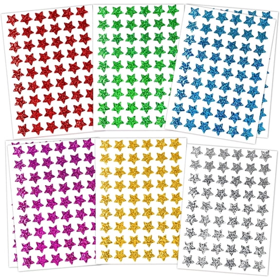 TAETOE 1620 Pack, 6 Colors, Holographic Small Star Stickers for Kids Reward, Behavior Chart, School Classroom Student Teacher Supplies, 0.6" Diameter