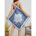thumbnail image 4 of FRSASU Women's Spaghetti Strap Summer Dress V-Neck Handkerchief Hem Paisley Casual Sundress Holiday Beach Mini Dress Blue, 4 of 7