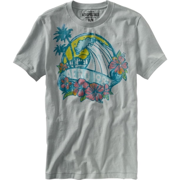 Camiseta gráfica de acuarela para hombre Aeropostale, gris, grande