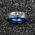 thumbnail image 4 of 8mm Dome Laser Blue Inner Tungsten Ring Feather Pattern with Zircon, 4 of 5