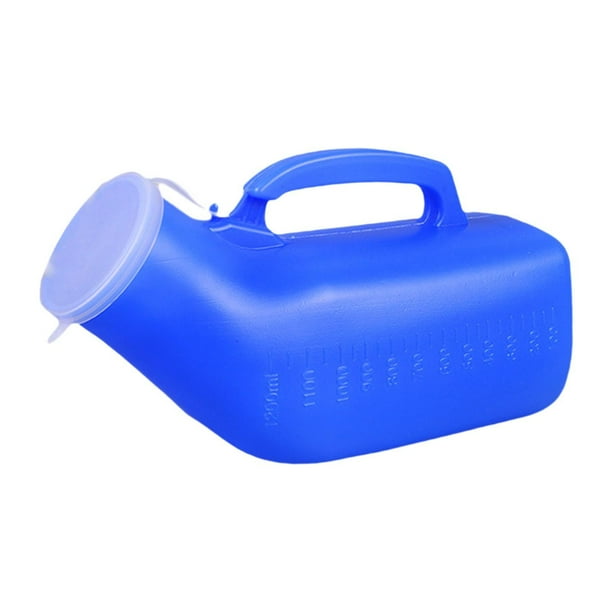 Botella de orina de hombres, botella de orina urinal masculina con mango de tapa, 1200 ml de hombres a prueba de fugas, maceta de recolección de Azul
