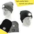 thumbnail image 2 of Knitted Beanie Hat With 4 LED Flashlight Winter Hat Headlamp Cap for Hunting Camping Unisex (Black), 2 of 8