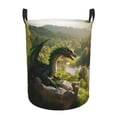 thumbnail image 1 of Fotbe Deep Forest Stone Green Dragon Cesto de Ropa con Asas, Cesto Impermeable de Gran Capacidad, Bolsa de Lavado para Dormitorio, Cesto de Ropa con Ruedas y Asas-Small, 1 of 6