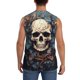 thumbnail image 4 of Balery Vintage Leaf Flower Skull Camisetas sin mangas para hombre, absorbe la humedad y protege contra el mal olor.-XX-Large, 4 of 7