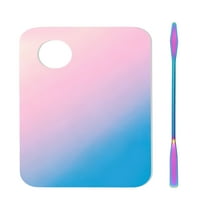 Unique Bargains 1 Set Foundation Spatula and Palette Set Portable Professional Foundation Kit Makeup Artist Tools Iridescent Titanium