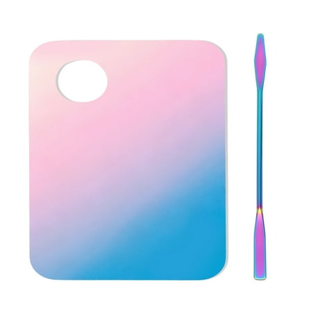 Unique Bargains 1 Set Foundation Spatula and Palette Set Portable Professional Foundation Kit Makeup Artist Tools Iridescent Titanium