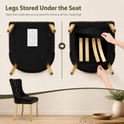 ODUSE-DAILY Black Velvet Dining Chairs Set of 6, Kitchen & Dining Room Chairs, Nailheads Tufted, Sillas De Comedor, Fabric Upholstered, Golden Metal Legs (Black, 6 Pcs)