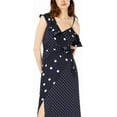thumbnail image 3 of BAR III $89 Womens New Navy Polka Dot V Neck Sleeveless Maxi Dress XS B+B, 3 of 3