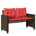 thumbnail image 2 of vidaXL 4 Piece Garden Sofa Set with Cushions Brown Poly Rattan Glass, 2 of 5